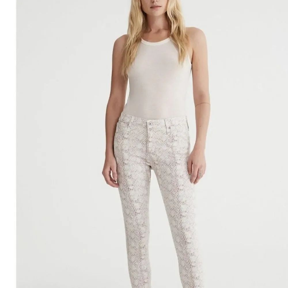 AG Adriano Goldschmied Prima Ankle Jeans Skinny Python Snake Print Size 28 $198